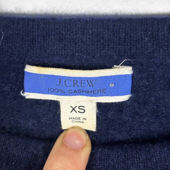 J. Crew Navy Blue Cashmere T-Shirt Sweater Short Sleeve Size XS Pre-Loved - Picture 8 of 14